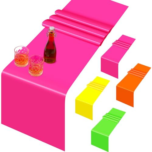 Tingjoo Neon-Tischläufer, Einweg-Tischläufer, Disco, bunt, Leuchtend, für Neon-Partys, Geburtstage, Tischdekorationen (119,9 cm), 8 Stück
