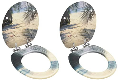 WC-Sitze mit Soft-Close-Deckel, 2 Stück, Strand-Design