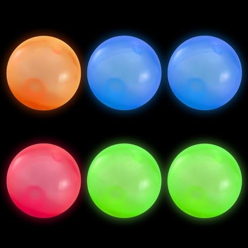 Roinaid 6 Stück Stressball klebriger Zielball,Leuchtend Antistressball,Luminous Sticky Ball,Antistressball Kinder,Quetschball,6cm Sticky Balls Anti Stress Spielzeug für Erwachsene Kinder