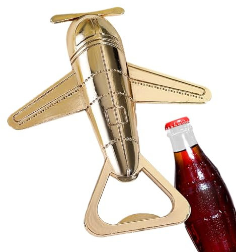Shenrongtong Flugzeug-Flaschenöffner, Gold, Legierung, Flaschenöffner, Aviation Veteran Opener, für Gäste, Reisethemen, Partygeschenke, Dekoration