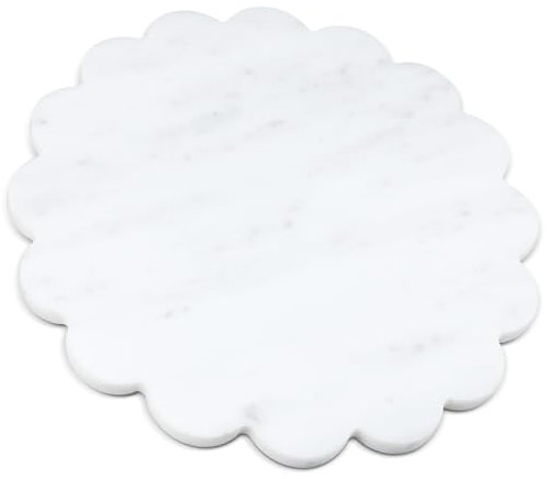 Newtay 30,5 cm Marmor-Schneidebrett, rund, Käsebrett, Marmor-Charcuterie-Brett, Kreis, Marmorplatte, Mehrzweck-Schneidebrett mit rutschfesten Füßen, für Küche, Brot, Käse, Pizza