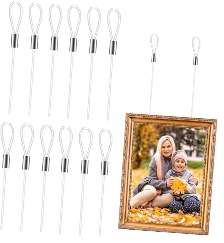 COHEALI Cordon Nylon Transparent 1,5 M Lot de 12 Boucles Doubles Suspendre de Cadres Photos et Décoration Murale Événementielle