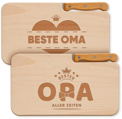 Einzigartige Geschenkidee für Opa&Oma: Holz Frühstücksbrettchen mit Gravur - Perfekt für Weihnachten