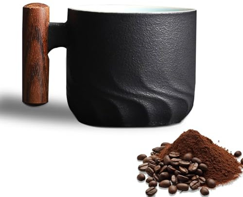 MeYuxg Tazas de Cafe Espresso, 70ml Taza Cafe, Mini Coffee Cup, Tazas Cafe con Asa, Taza de Cafe Pared Gruesa, Tazas Cafe para Restaurantes, Hogar (Negro)