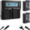 Blumax Lot de 2 batteries compatibles avec Nikon, EN-EL15c, 2400 mAh, capteur NTC & boîtier V1, double chargeur LCD EN-EL15b EN-EL15a EN-EL15 pour Z8 Z7 II Z6 III Zf