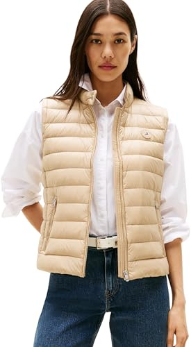 Tommy Hilfiger Damen Weste mit Mock-Kragen, Beige (Beige), XS