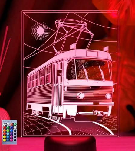 Jinson well 3D Zug bus auto Lampe optische Illusion led Nachtlicht nacht licht, 16 Farbwechsel Tisch Schreibtisch Dekoration Lampen mit Acryl Base USB Spielzeug