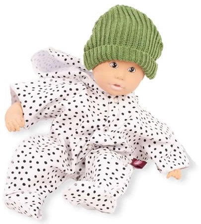 Götz 2333016 Baby Pure Cosy Lina Kiwi - 33 cm große Babypuppe aus Natur-Kautschuk ohne Haare, Blaue Augen - vegan & ökologisch ab 18 Monaten Monaten