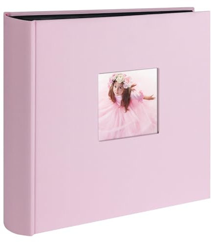 1DOT2 Leinen Fotoalbum zum Selbstgestalten Groß Fotobuch zum Einkleben im Format 30x30.5 cm hat 120 (60Blatt) säurefreien schwarze Seiten (200g/m²), Rosa