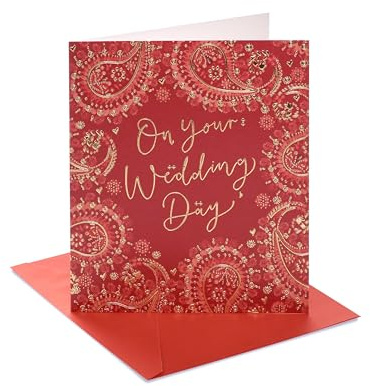 UK Greetings Hochzeitskarte für Ihn/Sie/Freund – Rot & Gold Design