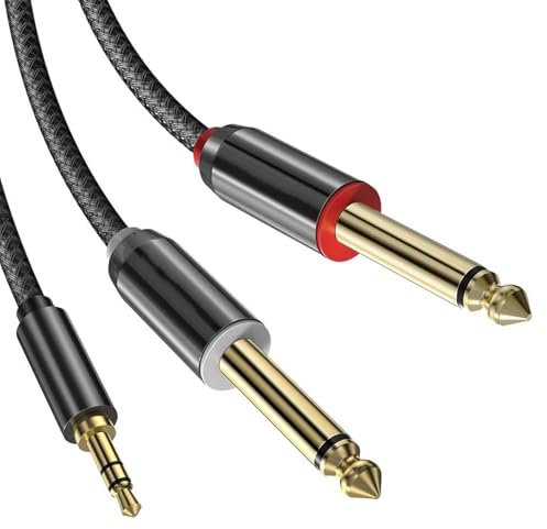 Momowin Cavo Jack 3,5 A Jack 6,35, Uno In Due Cavi Audio, Audio Surround A Doppio Canale Ausiliario Per Il Collegamento Di Computer, Telefono Cellulare, Cuffie (1m)