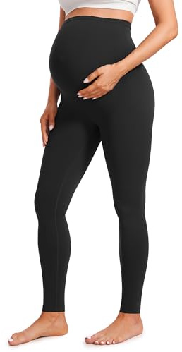 CRZ YOGA Butterluxe Extra Long Maternity Leggings 30'' - Yoga Lounge Pants for Tall Women Pregnancy Soft Over The Belly Black Medium