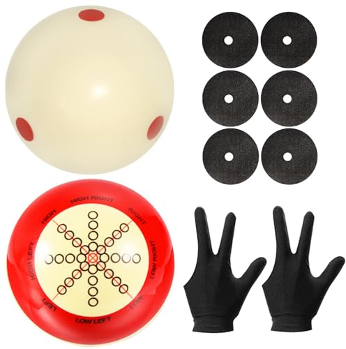 Hordolry Billard-Trainings-Queue-Ball mit Punkten, 2 Stück, Standardgröße 5,4 cm, Billardtischbälle mit Billardtisch-Zubehör für Anfänger