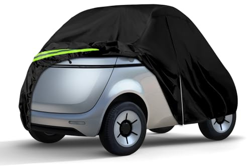 Vollgarage Autoabdeckung Ersatz für Microlino 2022-2025 | Autogarage Wasserdicht Schwarz, Auto Abdeckplane Atmungsaktive Reflexionsstreifen, Sonne, Staub & Wetter