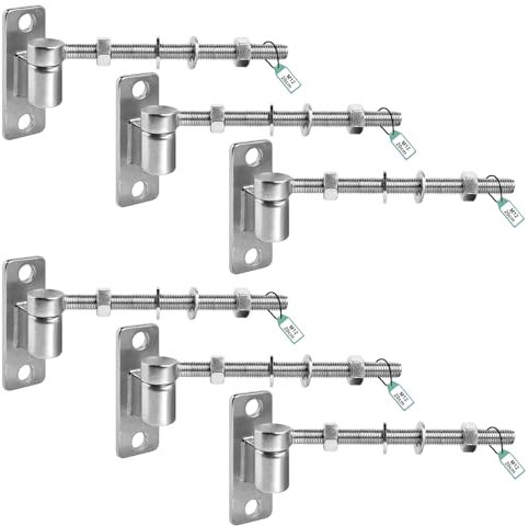SUPAWAY Juego de 6 bisagras para puerta M12-20cm perno J, Bisagras resistentes puertas de jardín ajustable con 6 bisagras verticales para puertas de granja, cercas de madera y cercas metálicas