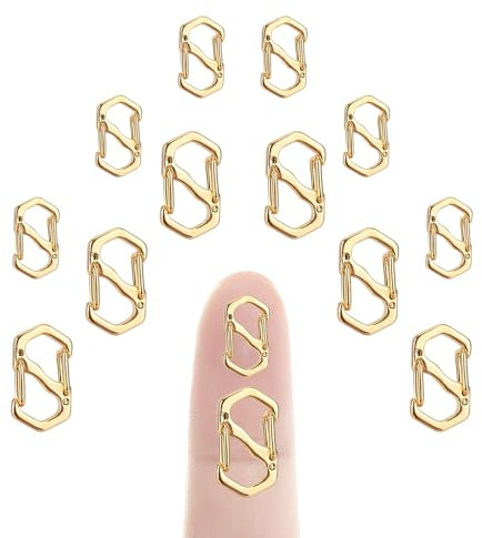 12pcs Double Opening Lobster Clasp, Stainless Steel Necklace Shortener 2 Sizes Chain Clasp Bracelet Clasps and Closures S Lock Jewelry Clips Connectors for DIY Jewelry Making (Gold)