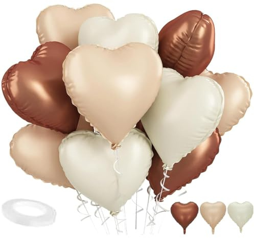 NOPKESV Luftballons zum Geburtstag in Herzform, 10 Stück, kompatibel mit Helium, für Hochzeit, Dekoration, Mädchen und Frauen, ideal als Luftballon für Mädchen und Geburtstagsdeko (cremefarben)