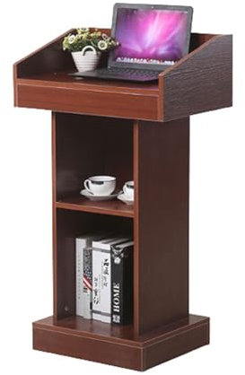 HCZKIUJY Vintage Lectern Solid Wood Lectern - Lectern Floor Standing Intelligent Stand-Up Computer DeskPodium Reception Desk for Church Office School Classroom Auditorium