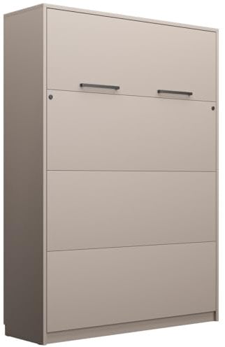QMM Schrankbett Wandklappbett vertikal GN 140x200 mit LED Beleuchtung weiß, Eiche, Congo (Congo)