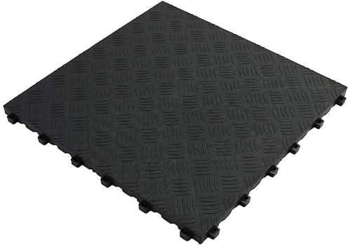 RAMROXX Riffelblech Performance Bodenfliese Garagenboden Floor Schwarz 40x40cm