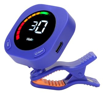 Dilwe Chromatischer Clip-On-Tuner, Wiederaufladbar mit Farbdisplay, 360° | Kristallklares Farbdisplay, ±1 Cent Genauigkeit, Vibrationsaufnahme, wiederaufladbare Lithiumbatterie, kompakte Größe