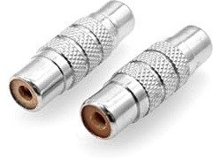 JZK 2 PCS RCA female to female coupler adapter, AV audio video RCA extension connector, cinch converter, double cinch socket to socket coupling for TV, amplifier, speaker, silver