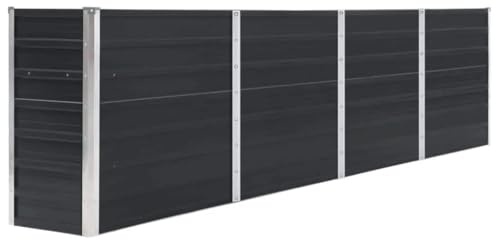 Emmtore Jardinera elevada Acero galvanizado Gris Antracita 320x40x77 cm