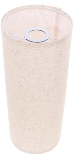 Pantalla de Lámpara Cilíndrica Alta de Tela, Caqui, 1 | E27, Hierro, Delicada y Sencilla, Práctica y Decorativa, Suaviza la Luz