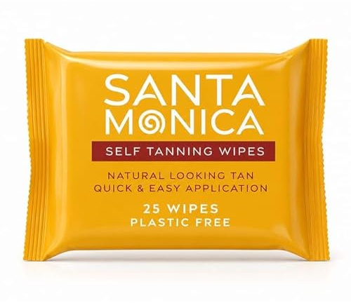 Sāntā Monicā Self Tanning Wipes - Natural Looking Tan | Quick & Easy Application | Plastic Free | 25 Wipes (Single Pack)
