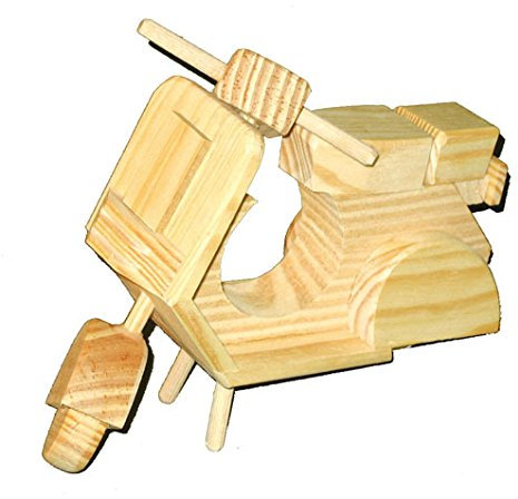 Greca Moto Vespa Miniatura aus Holz. Ecru zum Bemalen Dekorativer Miniature. Maße (B x T x H): 17 x 6 x 14 cm.