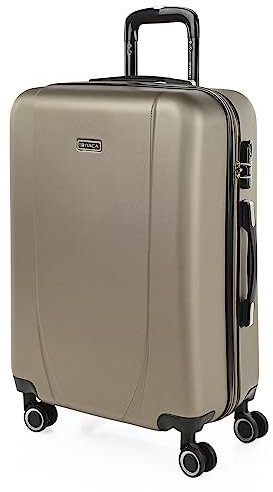 ITACA - Valigia Media da Viaggio Rigide. Trolley Medio con 4 Ruote. Materiale ABS Valigia Media Rigida in Offerta Resistente e Super Leggero - Valigia 20 kg Lucchetto TSA, Champagne