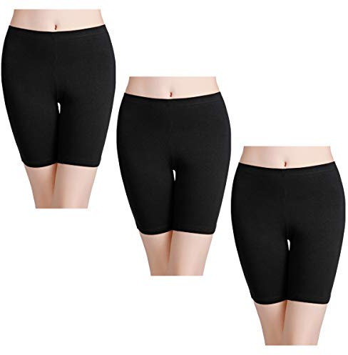 wirarpa Unterhosen Radlerhose Boxershorts Damen Hoher Bund Baumwolle Shorts Panties Lange Unterwäsche 3er Pack Schwarz Größe M