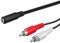 PremiumCord Câble StereoJack pour CINCH, StereoJack 3,5 mm Socket pour 2x CINCH Plug, RCA Jack, Stéréo Audio, Caméras Numériques, TV, Téléphones Mobiles, AUX, MP3, HIFI, Black, Longueur Noire, 1,5 m