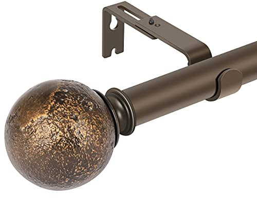 Gardinenstange für Fenster, 2,5 cm, ausziehbar, 91,4–182,9 cm, verstellbar, dekorativ, polierte Bronze, antikes Endstück