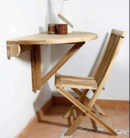 Wandklapptisch Sondrio rund Teak Massivholz Abmessungen 50 x 50 cm