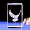 Décoration en cristal gravée au laser - Motif 3D de colombe de la paix - Coffret cadeau (50 x 50 x 80 mm)