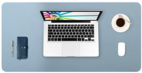 DOBAOJIA Mausepad Große Mausmat XL Schreibtischmatte Schreibtischunterlage Schreibtischpad für Laptop/Tastatur/Maus Schreibblock, PU Leder Wasserdicht + Wildleder rutschfest 80 x 40cm (Graublau)