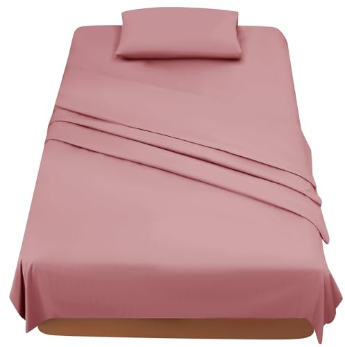 FARFALLAROSSA Set Lenzuola Una Piazza e Mezza 120x190/200 - Completo Letto 3 Pezzi Microfibra Premium - Lenzuolo Angoli, Sopra e Federa 50x80 - Rosa Scuro