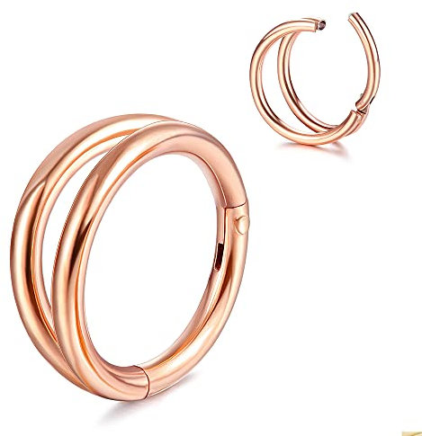 Milacolato 16G Septum Clicker Nasenringe 316L Chirurgenstahl Nase Hoop Doppel Offen Gestapelt Helix Turm Conch Knorpel Daith Tragus Ohrringe Conch Piercing Schmuck für Damen