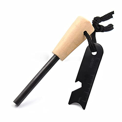 Feuerstab Outdoor Survival Camping Feuerstarter Feuerstahl Ø 9,5 mm mit Schnur zum Befestigen am Handgelenk Bushcraft Abenteuer Feuerzeug Survival Kit