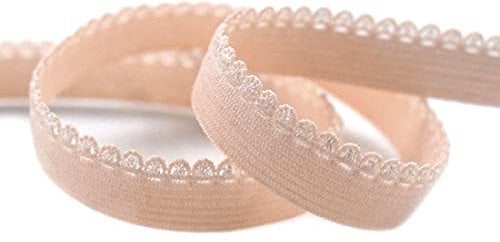 DIY PARK 5 Yard 3/8 10mm Picot Loop Edging Decorative Frilly Lace Trim Elastic Spandex Band Lingerie Dress DIY Sewing Craft (Nude)