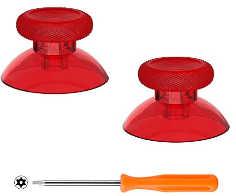 eXtremeRate Replacement Thumbsticks for Xbox Core Wireless Controller, Joysticks Repair Kit for Xbox Series X/S Controller, Custom Analog Stick Buttons for Xbox One S/X/Elite Controller - Clear Red