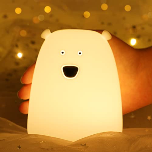 LOVERUIS Night Light for Kids - Bear Light Nightlights for Children Animal Light 7 Breathing Color Light for Baby Bedroom Decor and Children Kids Gift