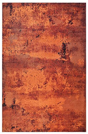 Wecon Home Teppich - Läufer, Vintage Kurzflor Teppich perfekt geeignet für das Wohnzimmer und Schlafzimmer, sehr pflegeleicht, Radiate (130 x 190 cm, Rostrot)