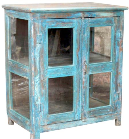 GURU SHOP Beistellschrank, Kommode, Nachttischschrank, Flurschrank mit Glastür - Modell 14, 80x68x41 cm