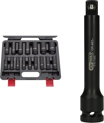 US PRO B1340 Kraft-Schlagschrauber-Nüsse 1/2 10-32 mm Schlagnuss-Satz, 16 Stück & KS Tools 515.1135 1/2 Kraft-Verlängerung, 125mm