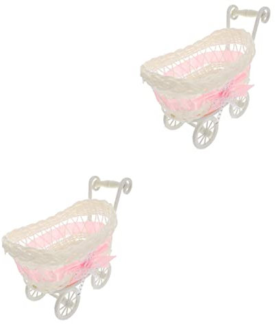 LABRIMP Kinderwagen Für Puppe 2st Party Geflochtene Körbe Baby Puppen Baby-dusche-wagen-kinderwagen-herzstück Bleistifthalter Automobil Personalisierter Korb Trockenobstkorb Schmuck Süßigkeiten-korb