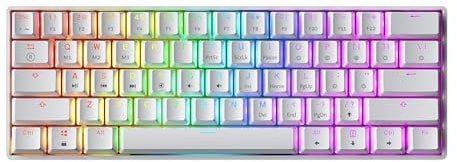 GK61 Mechanical Gaming Keyboard - 61 Keys Multi Color RGB Illuminated LED Backlit Wired Programmable for PC/Mac Gamer (Gateron Optical Yellow, White)