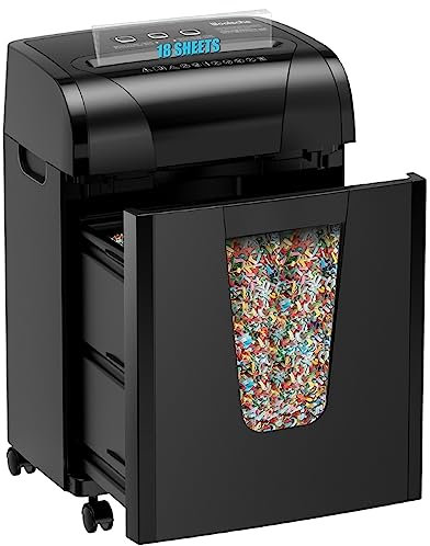 Woolsche Paper Shredder, 18-Sheet Cross Cut with 5.28-Gallon Pull Out Bin, P-4 Security Level, Shred Paper and Credit Card and CD, Durable&Fast with Auto Jam Proof System Shredder for Office