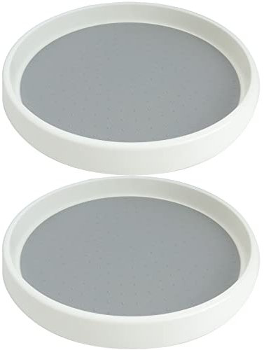Roellgs 2 Pack of 25cm Lazy Carousel Cupboard Organiser, Rotating Spice Rack for Kitchen, Countertop, Table, Shelf and Fridge, BPA Free